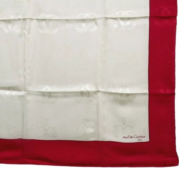 448133AL (S1) Cartier Scarf Must Line Red Silk - Picture 3 of 9
